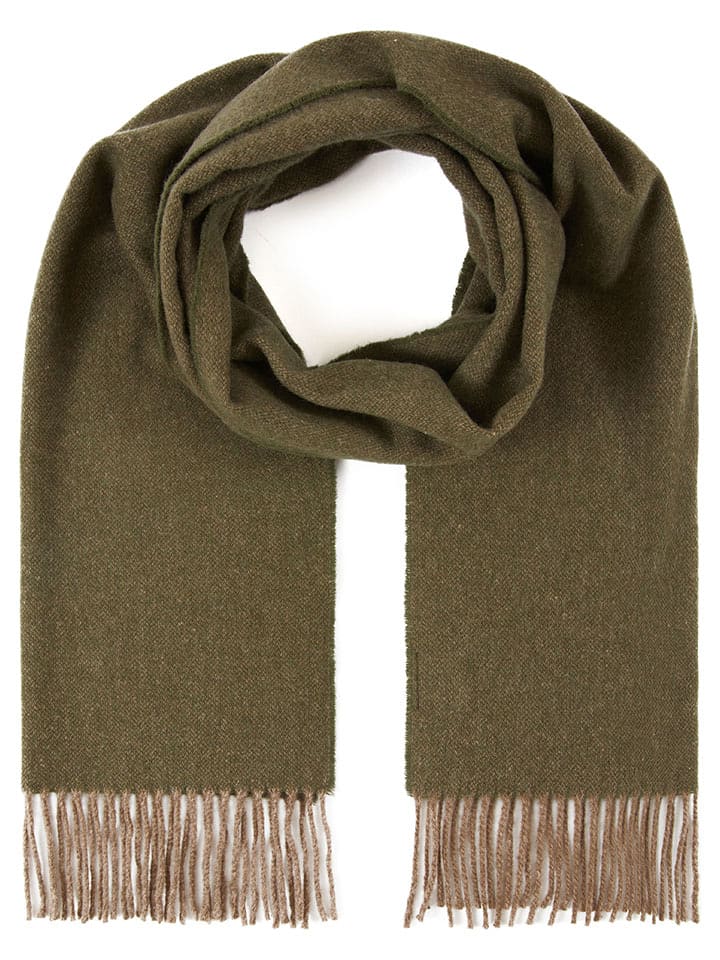 Lanerossi Wełniany szal "Turati" w kolorze ciemnozielonym - 190 x 30 cm rozmiar: onesize