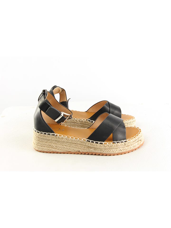 C'M Sandały w kolorze czarnym na koturnie rozmiar: 38