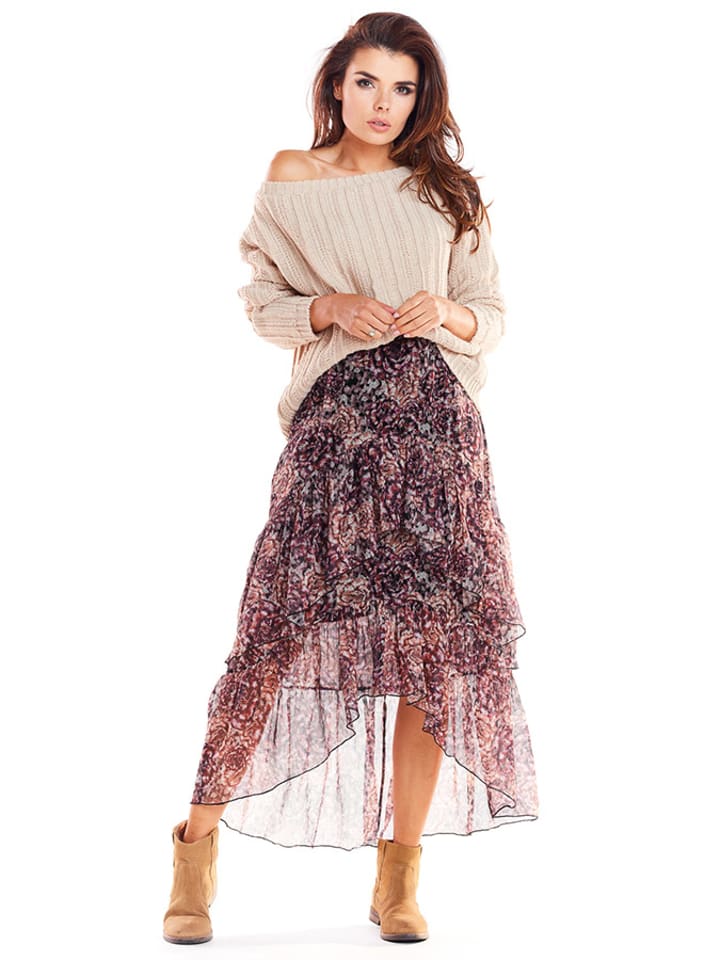 Awama Spódnica w kolorze różowym ze wzorem rozmiar: L/XL