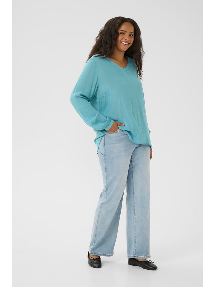 KAFFE curve Bluzka w kolorze turkusowym rozmiar: 54