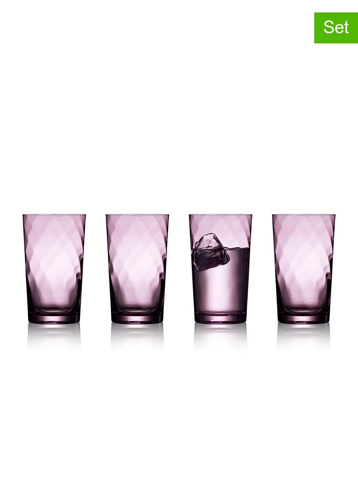 Lyngby Glas Szklanki (4 szt.) "Vienna" w kolorze fioletowym - 450 ml rozmiar: onesize