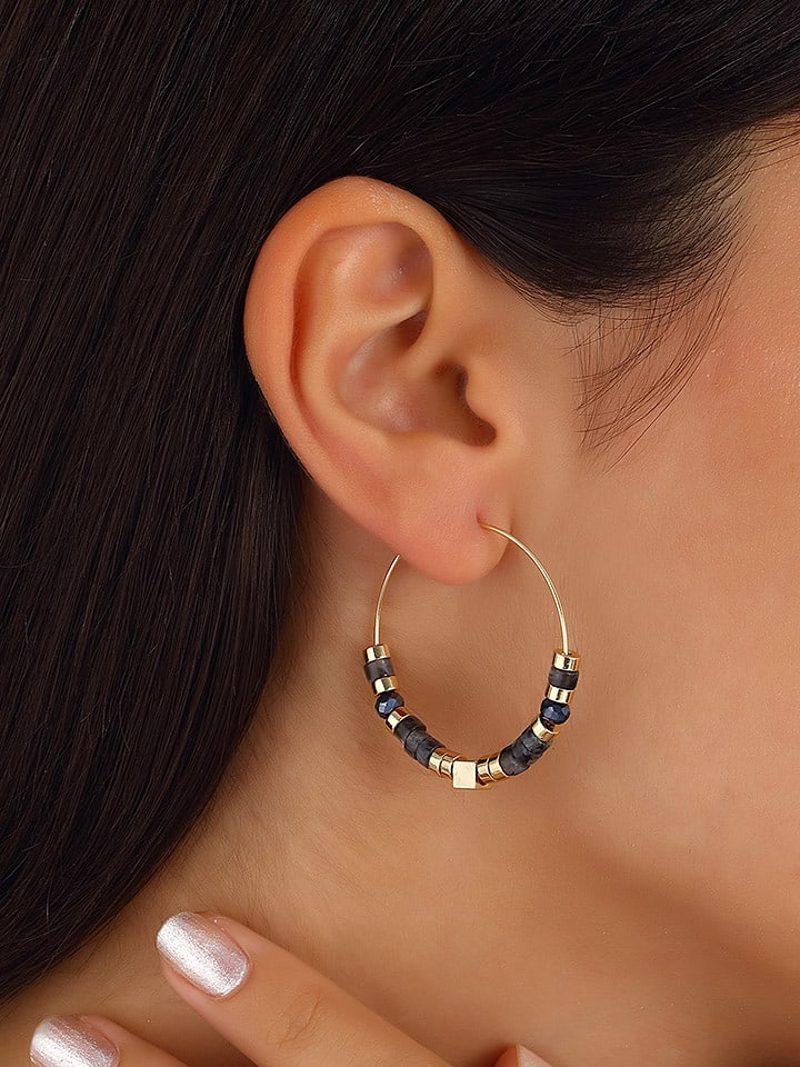 Nakkash Pozłacane kolczyki-kreole z kryształami rozmiar: onesize