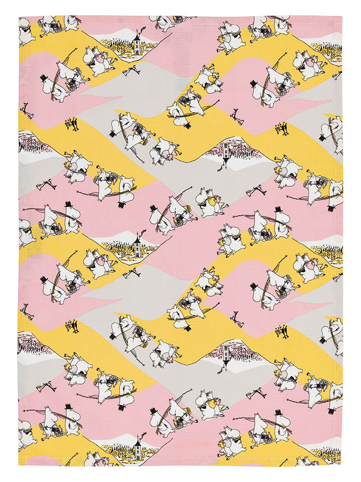 Moomin Ręcznik "Family Time" w kolorze żółto-jasnoróżowym do rąk - 70 x 50 cm rozmiar: onesize