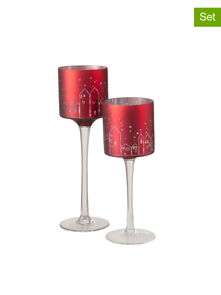 Boltze Świeczniki (2 szt.) ''Little Town'' w kolorze czerwonym rozmiar: onesize