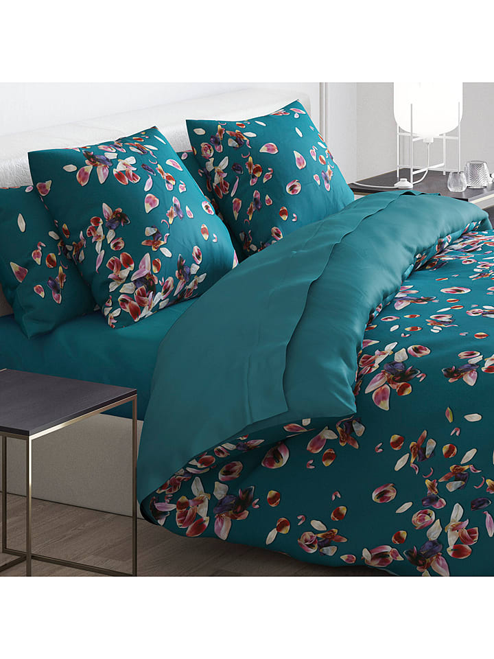 Cacharel Komplet pościeli satynowej "Aurore" w kolorze morskim rozmiar: 135x200 cm