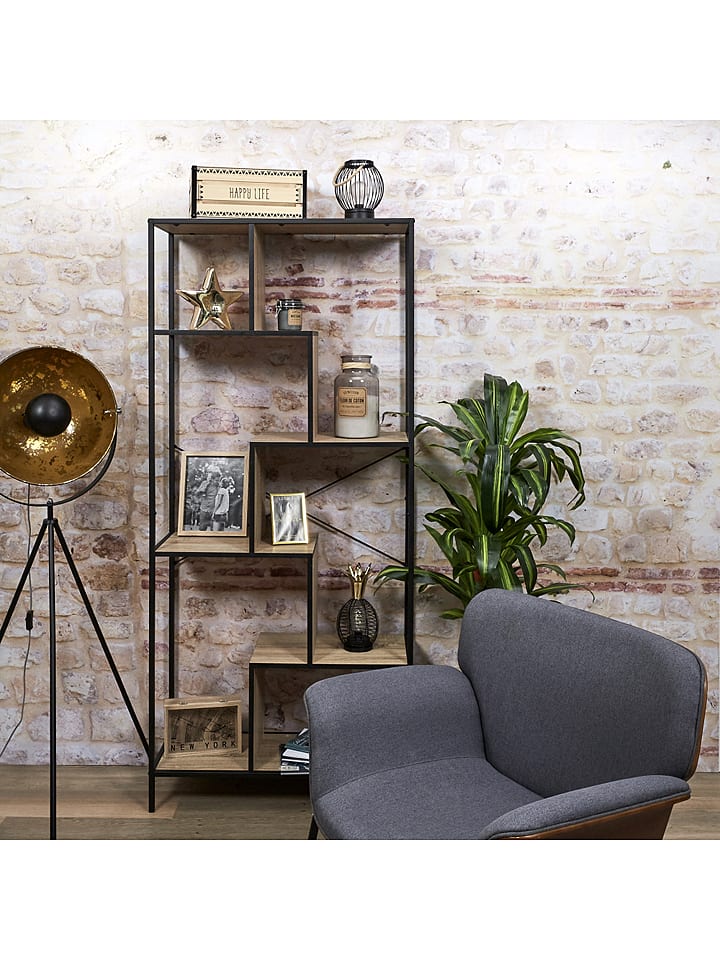 Ethnical Life Regał "Edison" w kolorze brązowo-czarnym - 80 x 180 x 30 cm rozmiar: onesize