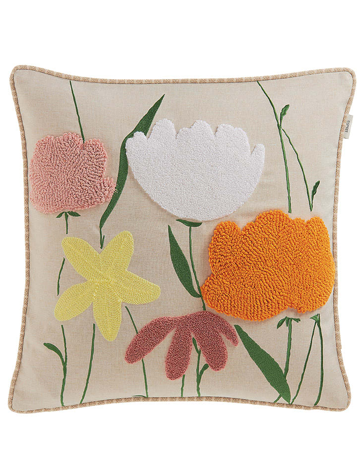 ESPRIT Poszewka "Ricarda" w kolorze beżowym ze wzorem na poduszkę rozmiar: 45x45 cm