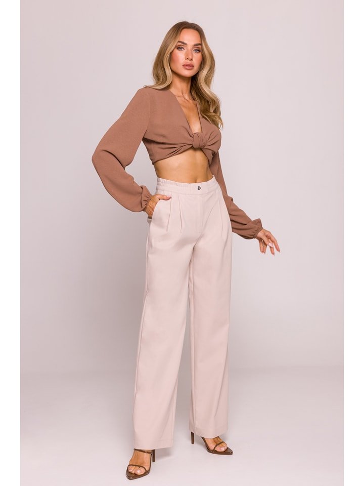 made of emotion Spodnie w kolorze kremowym rozmiar: M