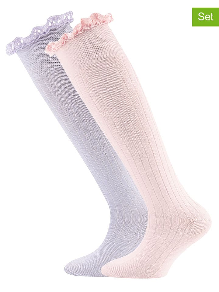 ewers Podkolanówki (2 pary) w kolorze fioletowo-jasnoróżowym rozmiar: 23-26