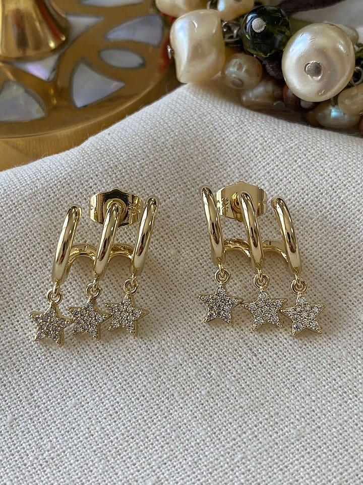 Luseera Pozłacane kolczyki-wkrętki z cyrkoniami rozmiar: onesize