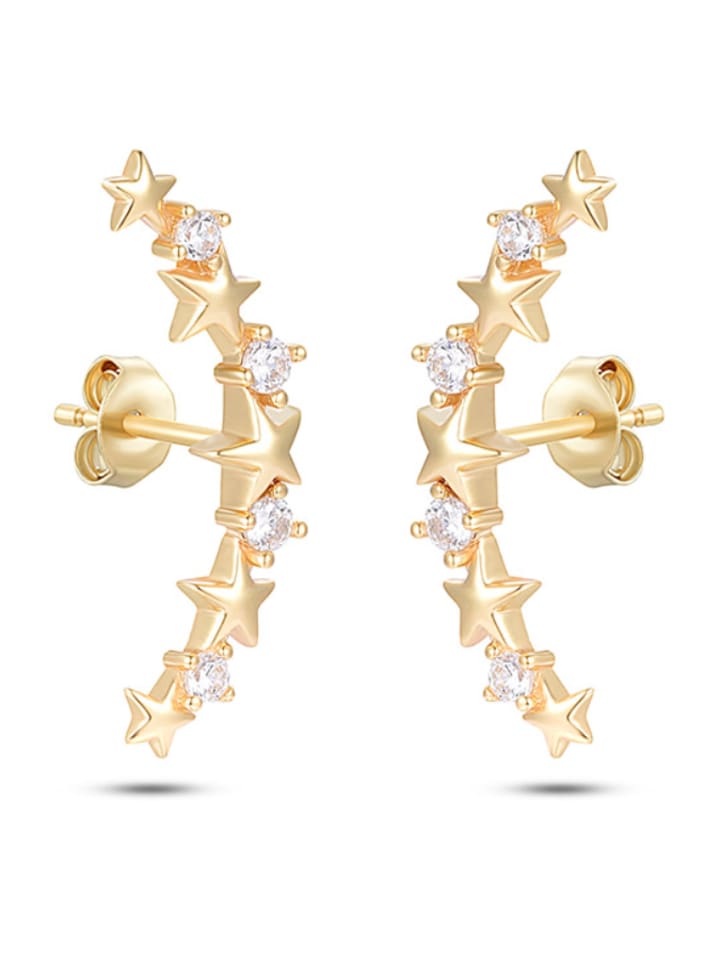 DI GIORGIO Pozłacane kolczyki-wkrętki z cyrkoniami rozmiar: onesize