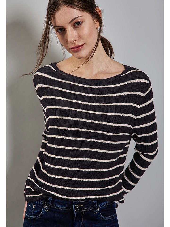 Street One Sweter w kolorze granatowo-białym rozmiar: 44