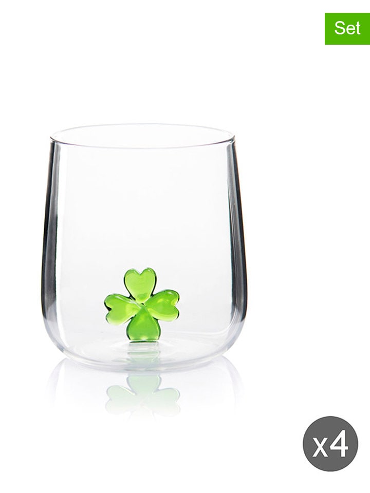 Trendy Kitchen by EXCÉLSA Szklanki (4 szt.) "Inside" w kolorze zielonym - 450 ml rozmiar: onesize