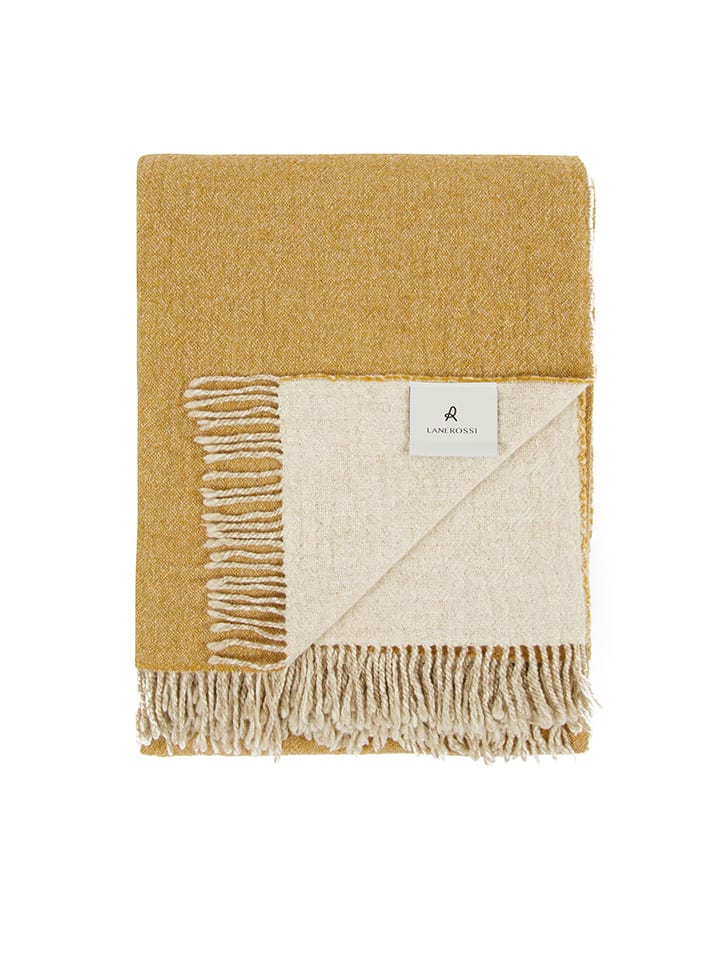 Lanerossi Koc w kolorze musztardowo-kremowym - 180 x 130 cm rozmiar: onesize