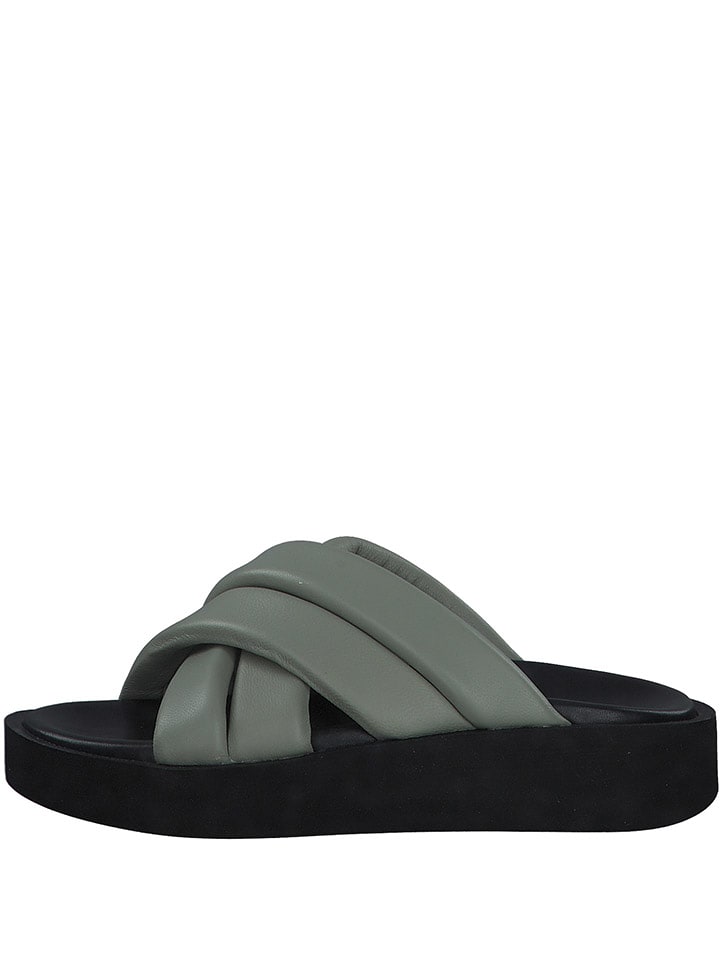 s.Oliver Skórzane klapki w kolorze czarno-zielonym rozmiar: 40