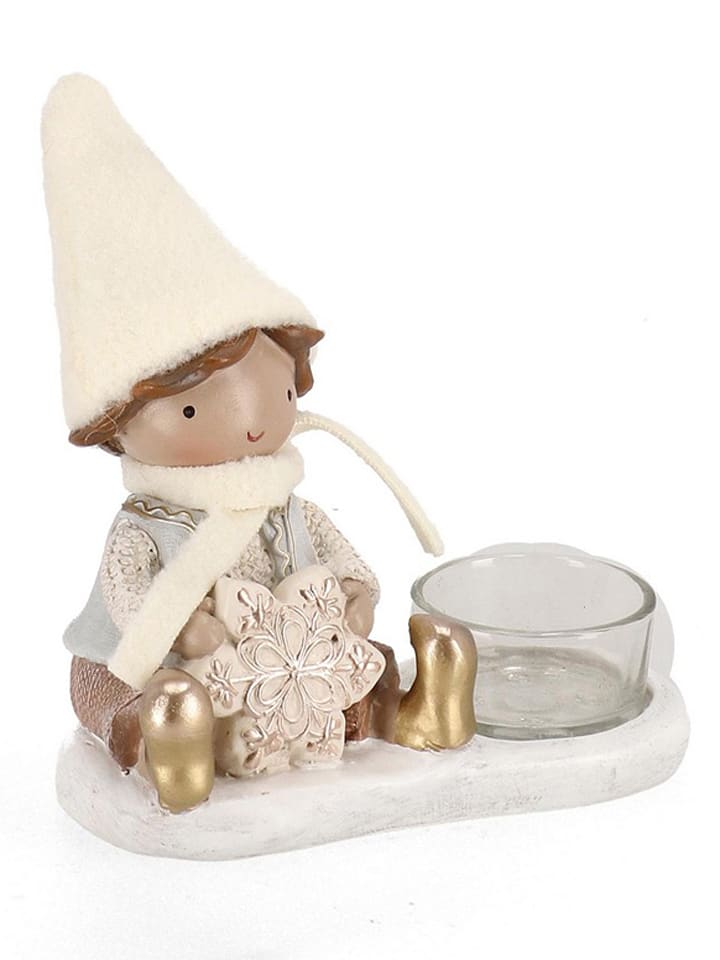 Bizzotto Świecznik "Boy" w kolorze szaro-kremowym - 12,5 x 13 x 7 cm rozmiar: onesize