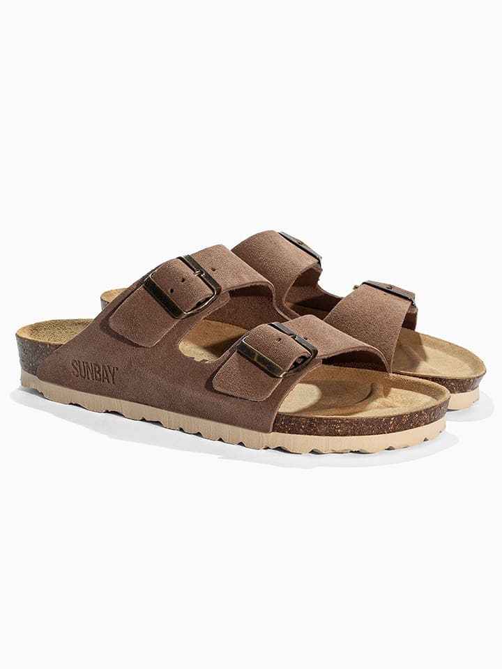 Sunbay Skórzane klapki "Trefle" w kolorze brązowym rozmiar: 42