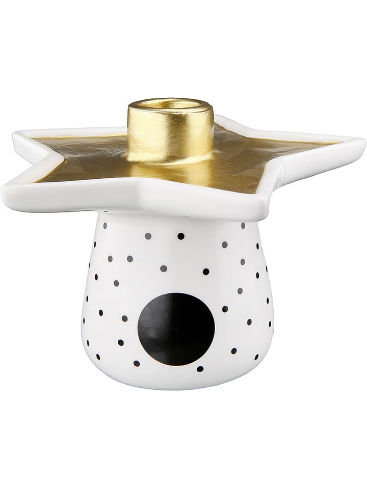 GILDE Świecznik "Star" w kolorze złoto-białym - 12 x 12 x 9 cm rozmiar: onesize