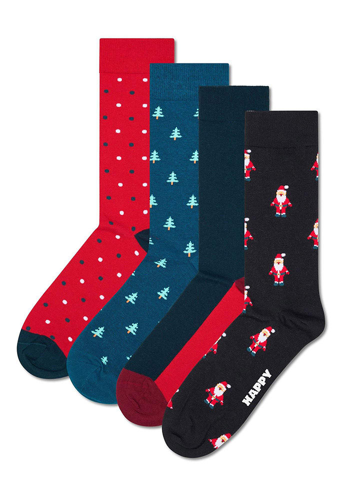 Happy Socks Skarpety (4 pary) "Holiday" w kolorze granatowo-czerwonym rozmiar: 36-40