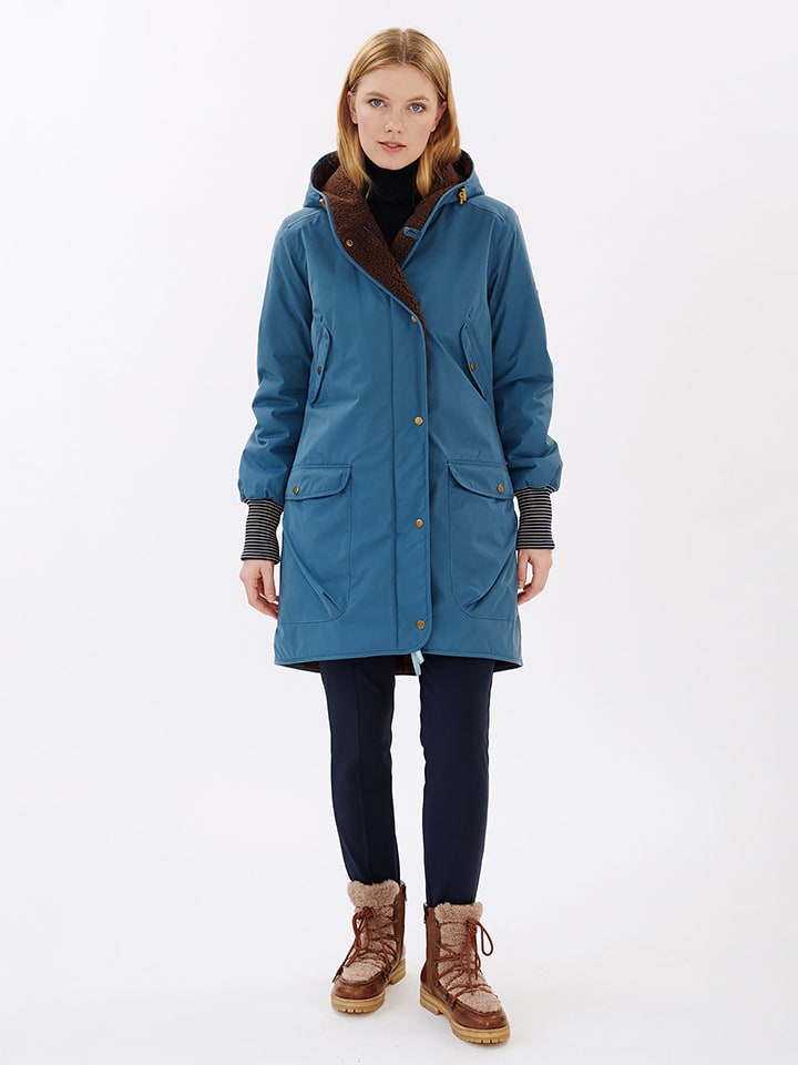 finside Dwustronna kurtka zimowa "Suomukka" w kolorze niebiesko-brązowym rozmiar: 42