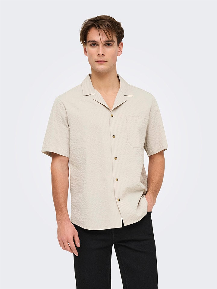 ONLY & SONS Koszula "Eye resort" w kolorze beżowym rozmiar: XXL
