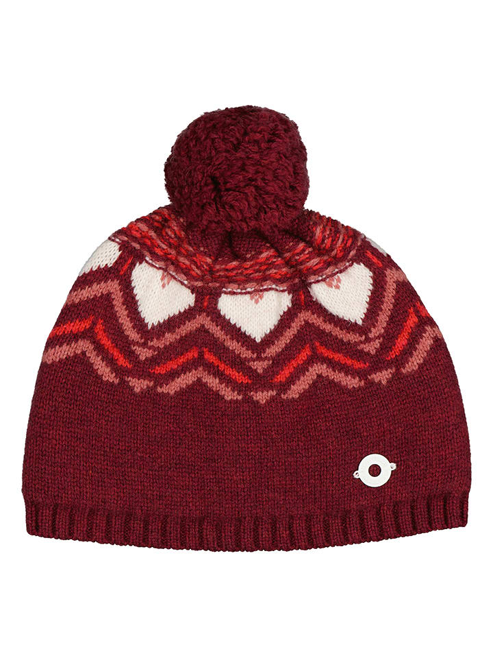 KARI TRAA Czapka w kolorze bordowo-białym rozmiar: onesize