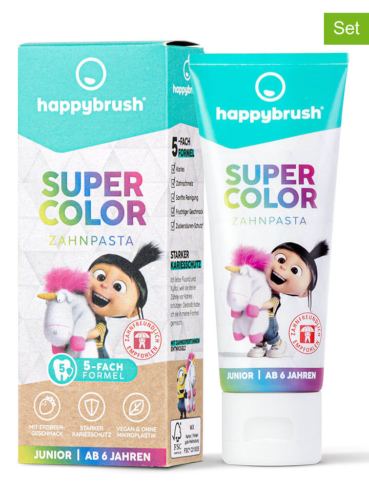 happybrush Pasty do zębów (3 szt.) "SuperColor" - 3 x 75 ml rozmiar: onesize