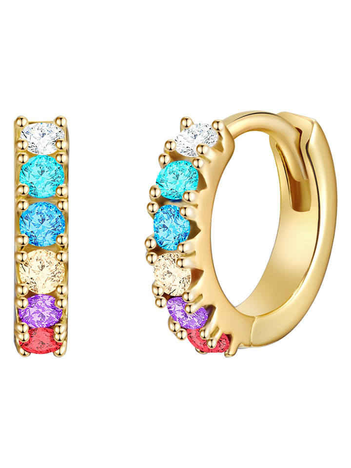 Lulu & Jane Pozłacane kolczyki-kreole z cyrkoniami rozmiar: onesize