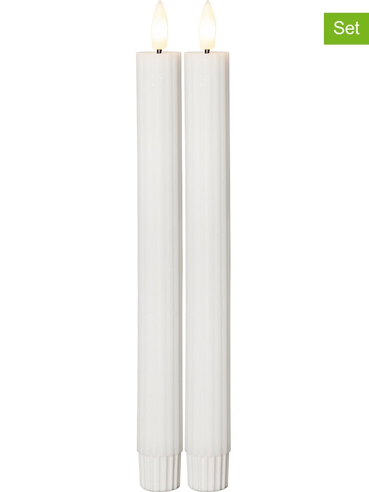 STAR Trading Świece LED (2 szt.) "Flamme Stripe" w kolorze białym - wys. 25 cm rozmiar: onesize