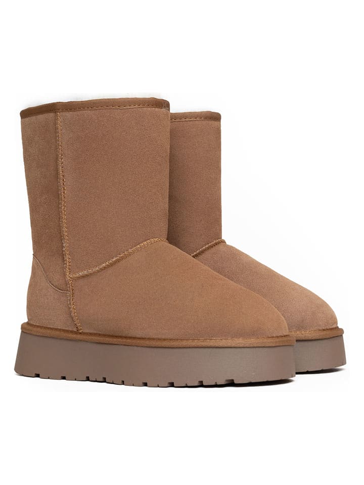 Gooce Skórzane botki zimowe "Logan" w kolorze jasnobrązowym rozmiar: 40