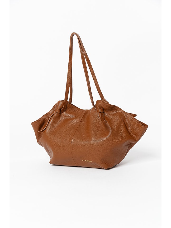 Lia Biassoni Skórzany shopper bag w kolorze jasnobrązowym - 60 x 33 x 15 cm rozmiar: onesize