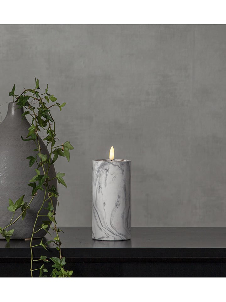 Best Season Świeca LED "Flame Marble" w kolorze szarym - wys. 17,5 x Ø 7,5 cm rozmiar: onesize