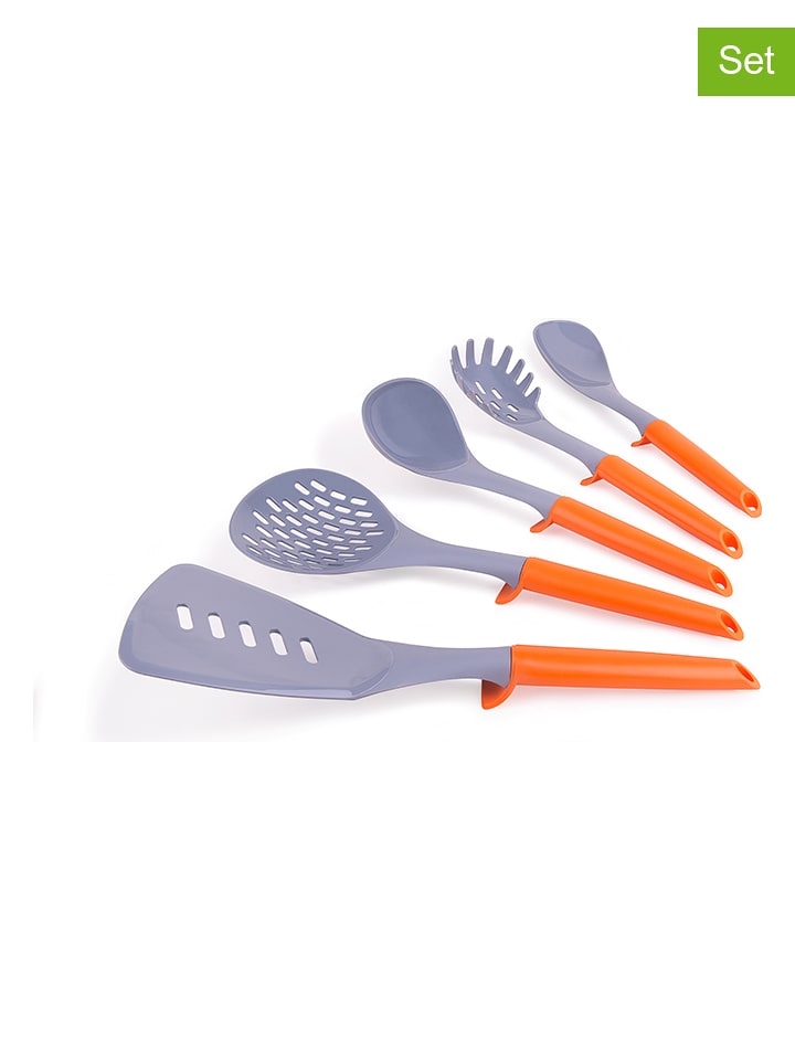 EXCELSA 5-częściowy zestaw przyborów kuchennych w kolorze pomarańczowo-szarym rozmiar: onesize