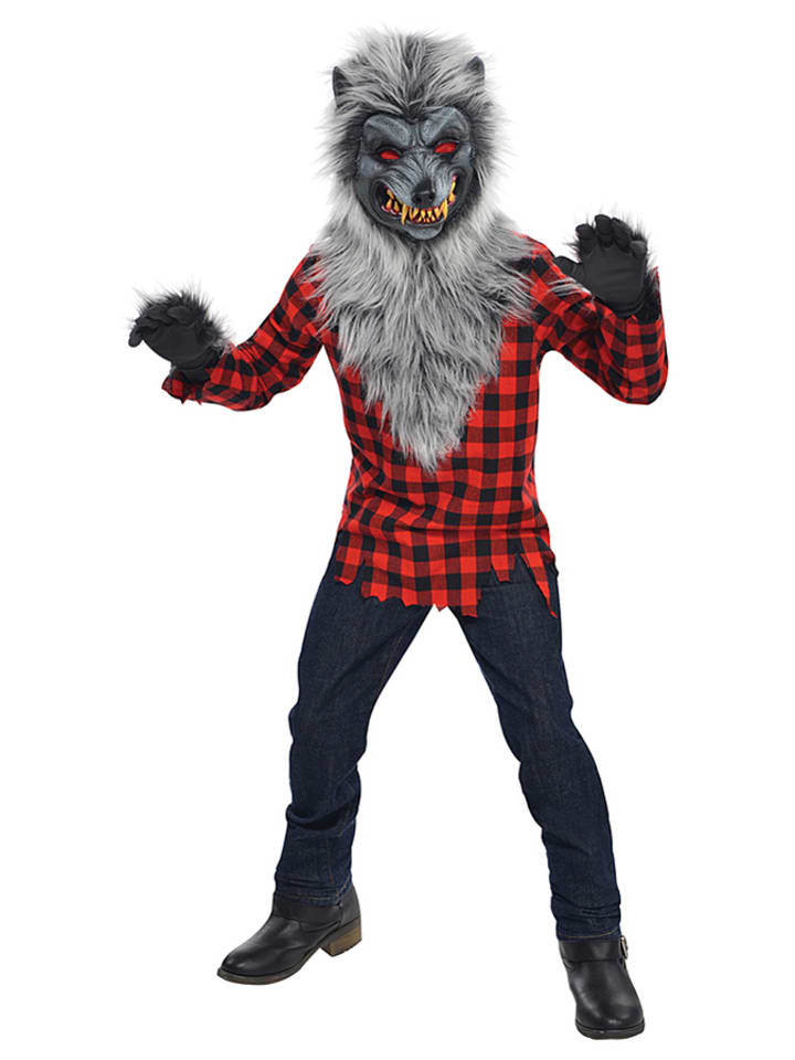 amscan 3-częściowy kostium "Hungry Howler" w kolorze szaro-czerwono-czarnym rozmiar: 128-140