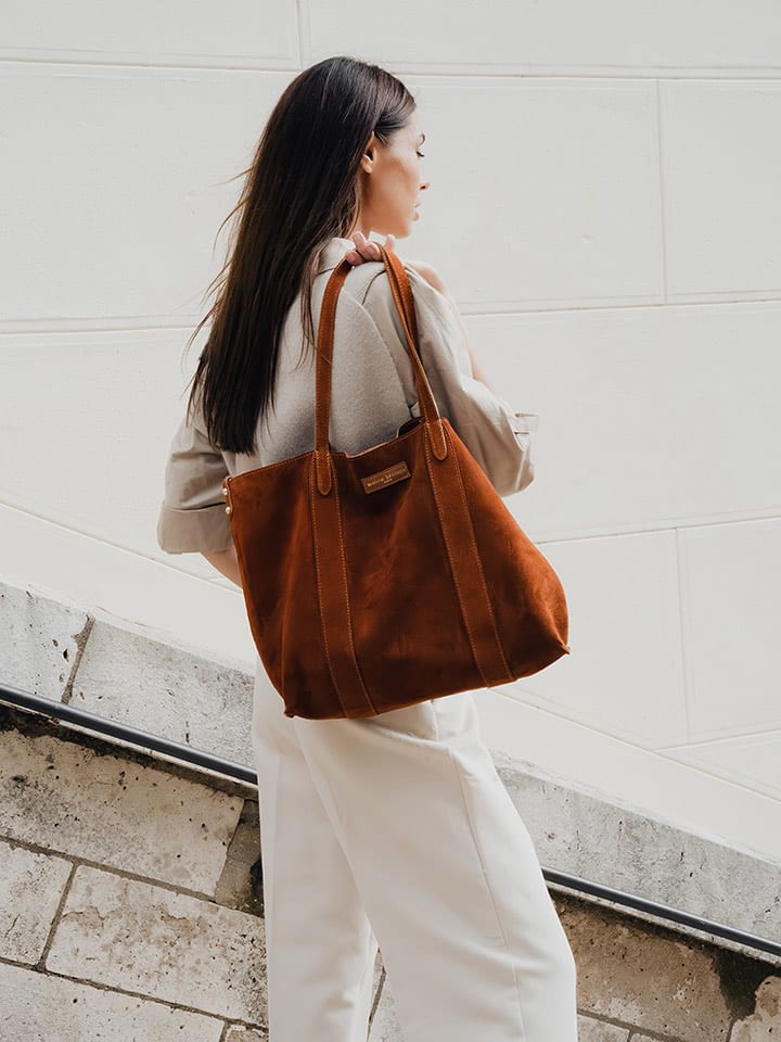 maison héritage PARIS Skórzany shopper bag "Naya" w kolorze jasnobrązowym - 41 x 30 x 10 cm rozmiar: onesize