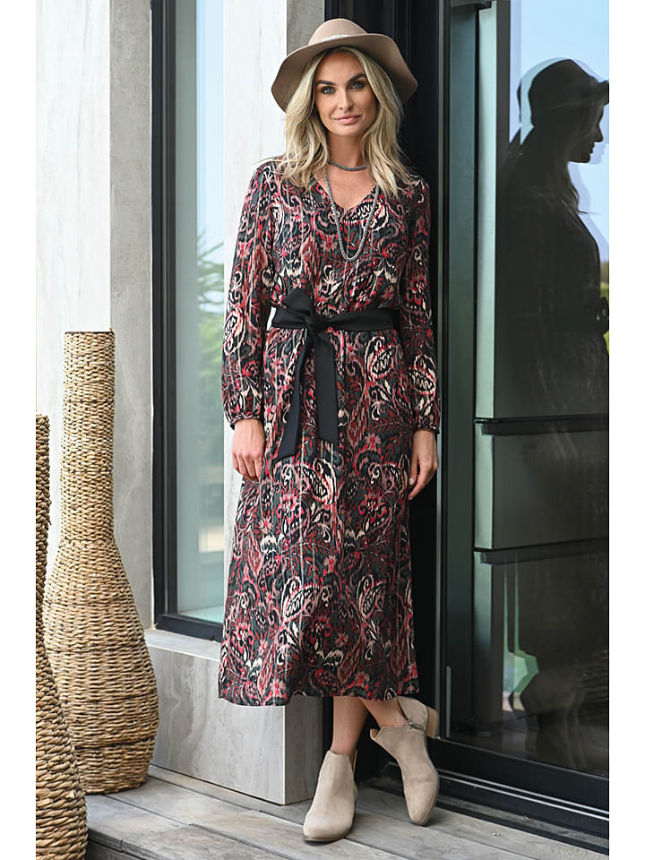 Bleu d'Azur Sukienka "Jemi" w kolorze antracytowo-czerwonym rozmiar: 40