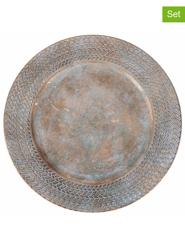 Villa d´Este Podtalerze (6 szt.) "Herringbone" w kolorze złotym - Ø 33 cm rozmiar: onesize