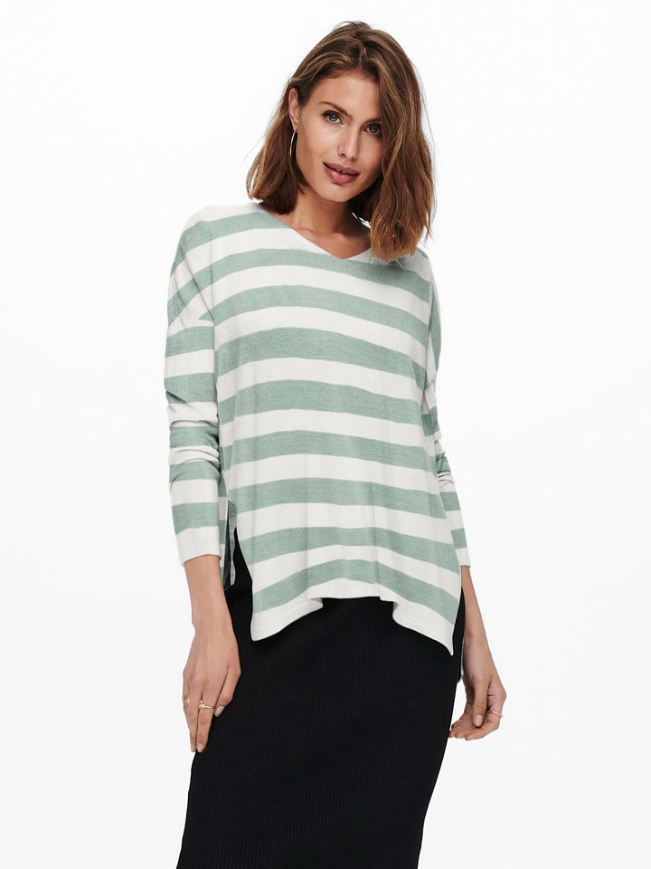 ONLY Sweter w kolorze kremowo-zielonym rozmiar: L