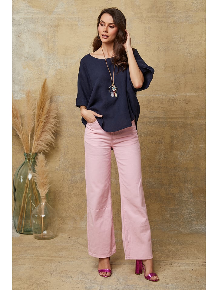 La Compagnie Du Lin Lniana koszulka "Calane" w kolorze granatowym rozmiar: S