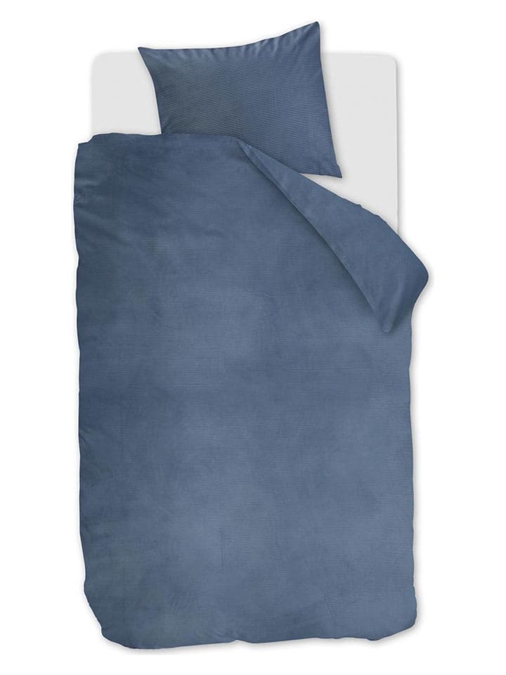 At Home Komplet pościeli sztruksowej "Cosy" w kolorze niebieskim rozmiar: 155x220 cm