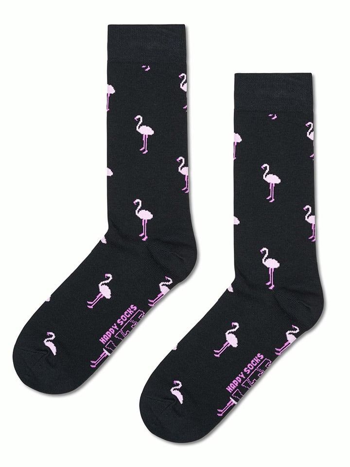 Happy Socks Skarpety "Famingo" w kolorze czarno-jasnoróżowym rozmiar: 36-40