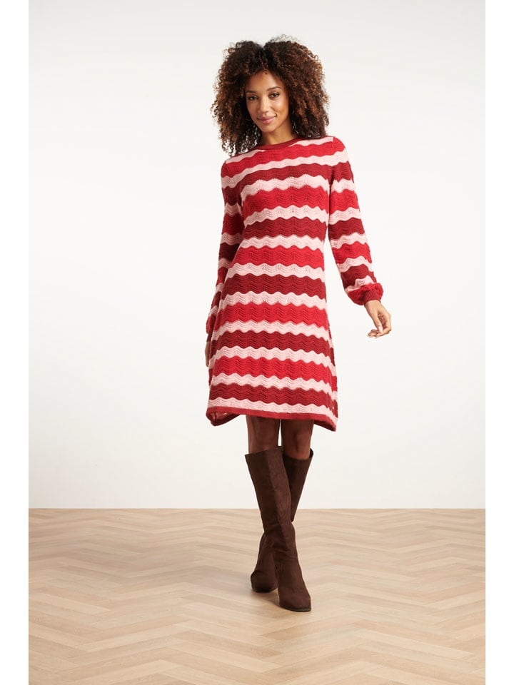 Smashed Lemon Sukienka dzianinowa w kolorze czerwono-jasnoróżowym rozmiar: L