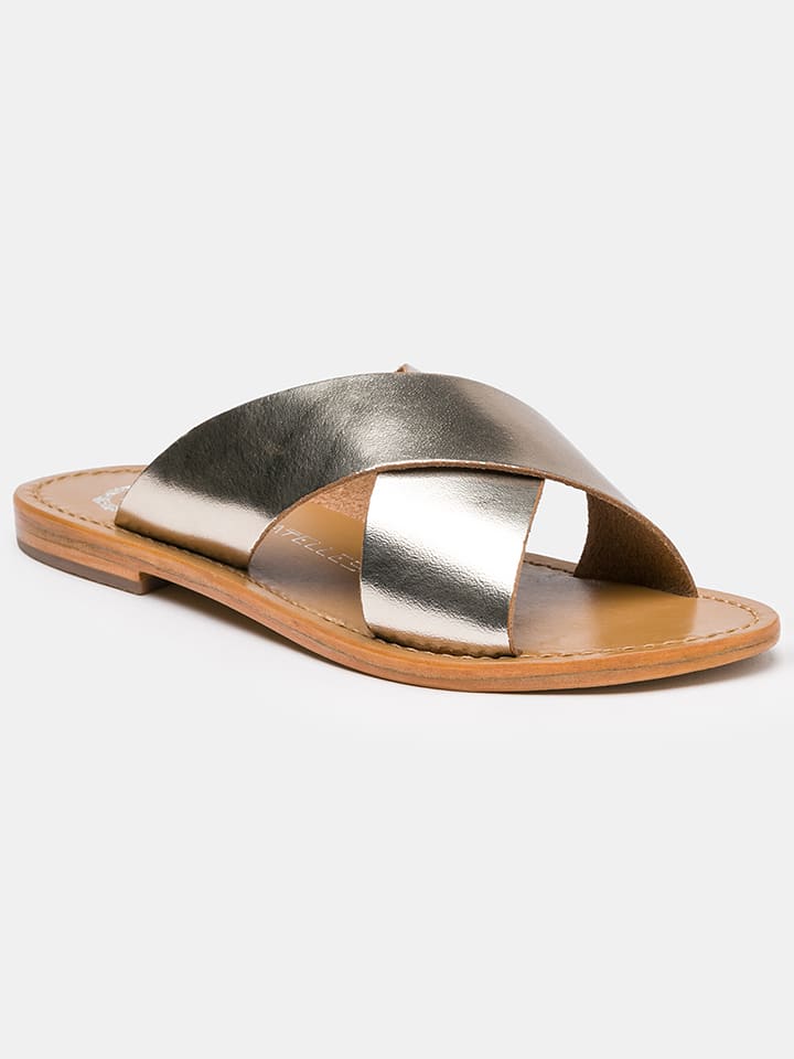 Les BAGATELLES Skórzane klapki "Lima" w kolorze złotym rozmiar: 39