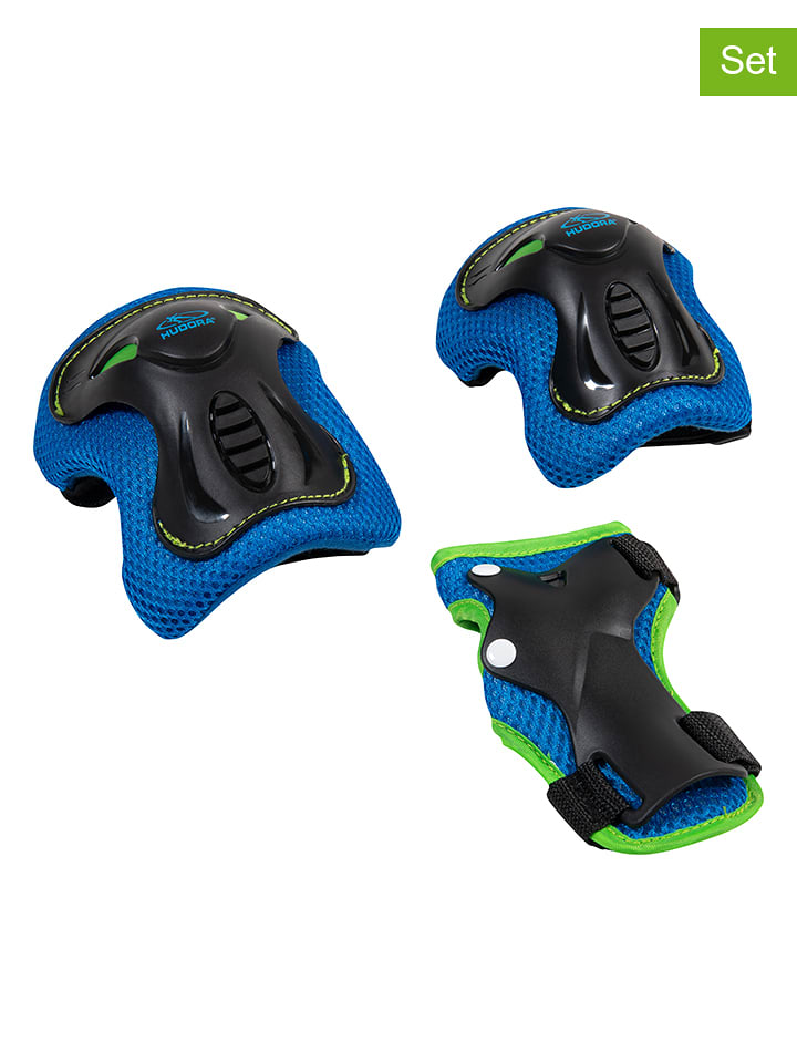 Hudora 6-częściowy zestaw ochraniaczy "Kids" w kolorze czarno-niebieskim rozmiar: XS