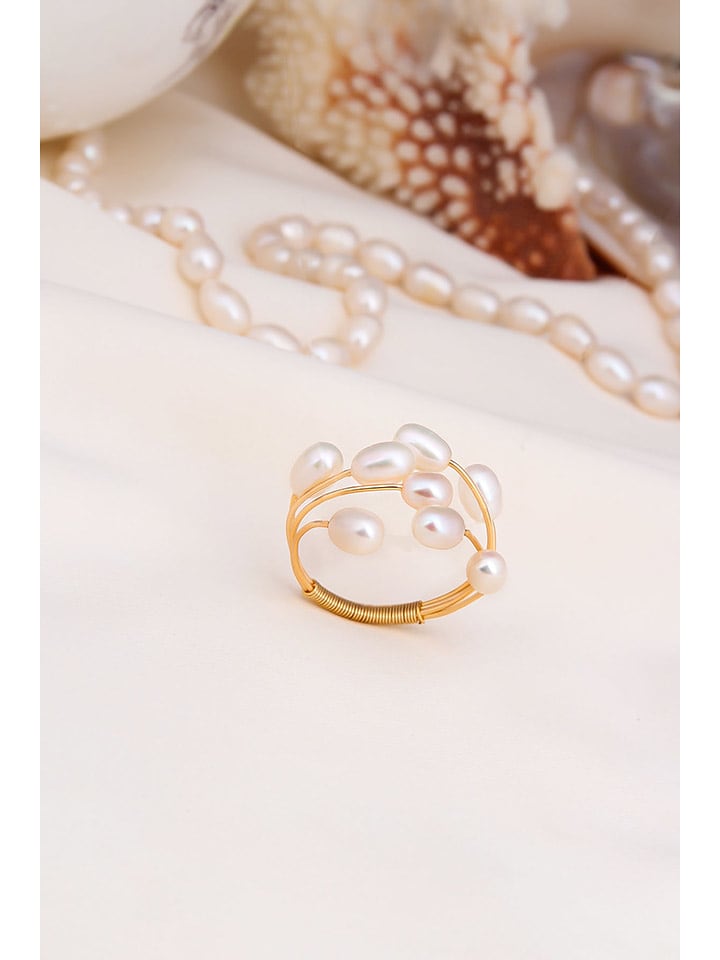 Pierres delicates Pierścionek w kolorze białym z perłami rozmiar: onesize