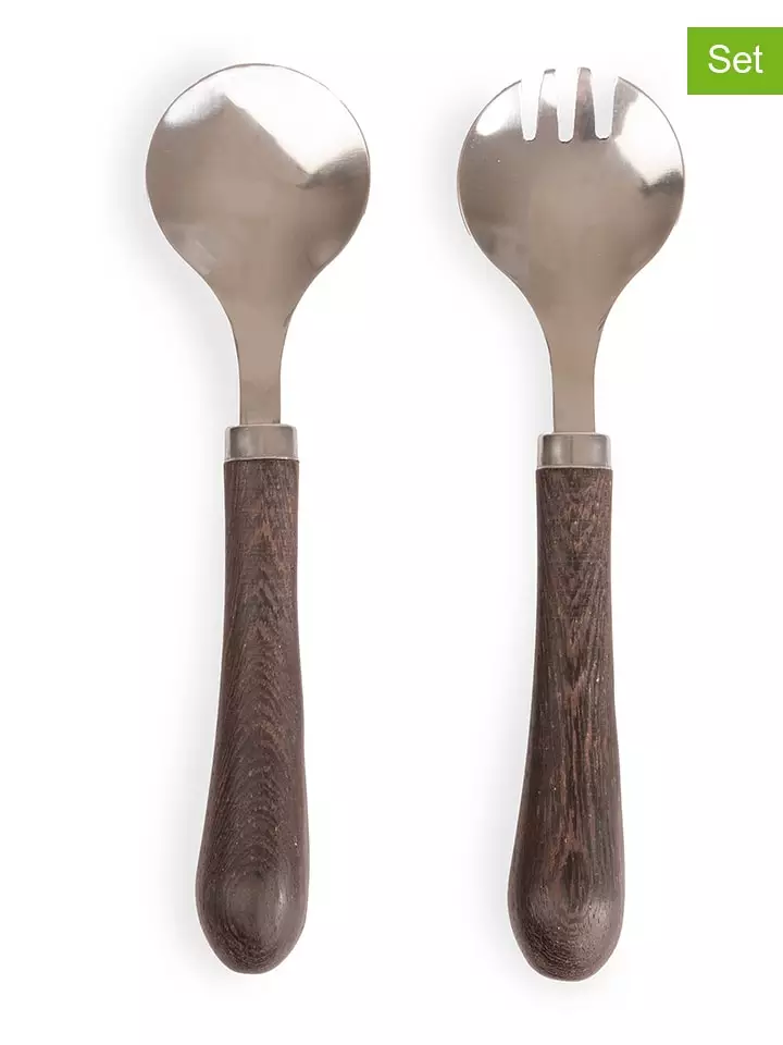 Sagaform Sztućce sałatkowe w kolorze brązowym - wys. 23 cm rozmiar: onesize