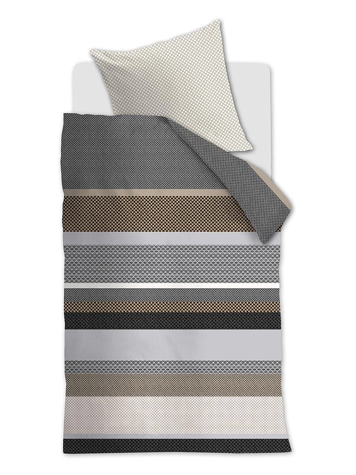 Beddinghouse Komplet pościeli satynowej "Lennart" w kolorze beżowo-niebieskim rozmiar: 135x200 cm