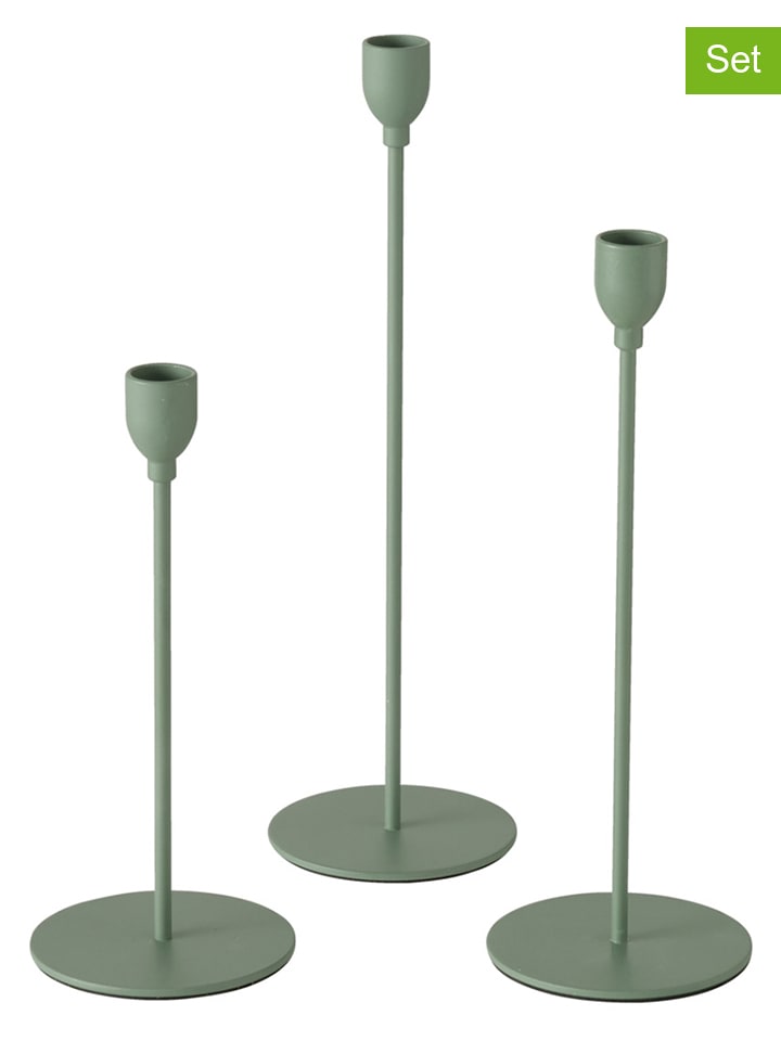 Boltze Świeczniki (3 szt.) "Malte" w kolorze zielonym rozmiar: onesize