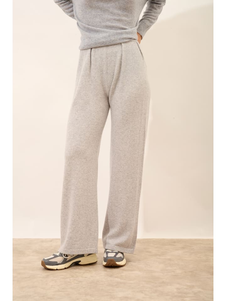 Just Cashmere Kaszmirowe spodnie "Daphne" w kolorze jasnoszarym rozmiar: S