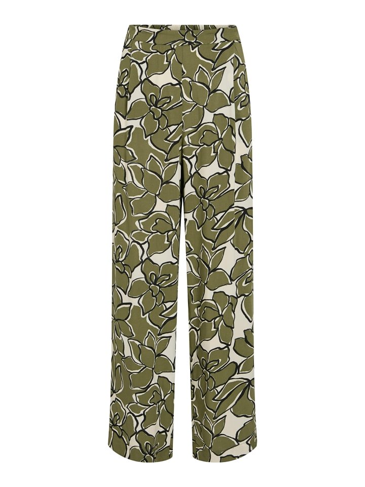 Vila Spodnie w kolorze oliwkowo-kremowym rozmiar: 34